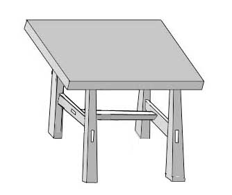 rechteckiger Tisch ohne Tischdecke